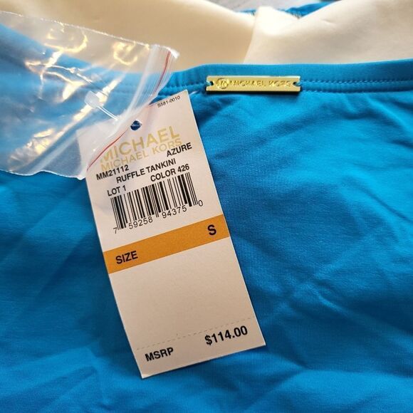 Michael Kors Blue Ruffle Tankini Top And Bikini Bottom Set Size Small - Picture 7 of 7